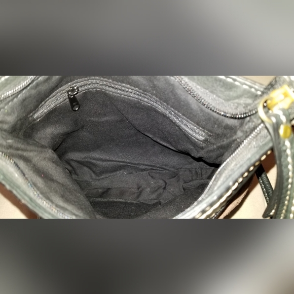 FOSSIL Black Brown Gold Patch Leather Crossbody - Picture 4 of 7